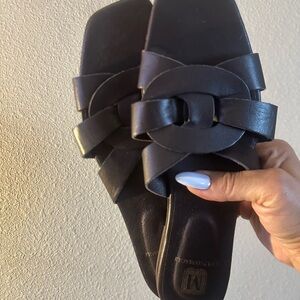 Bruno Magli Black Mules with Crisscross Straps